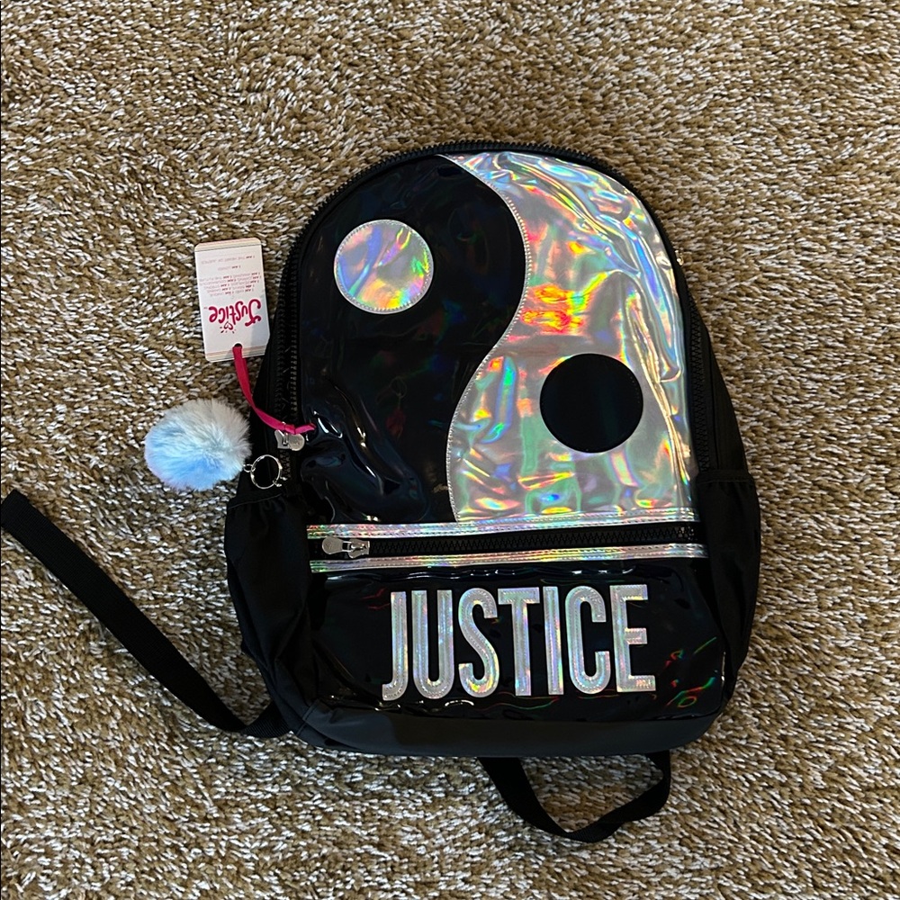 Justice Black and Holographic Backpack